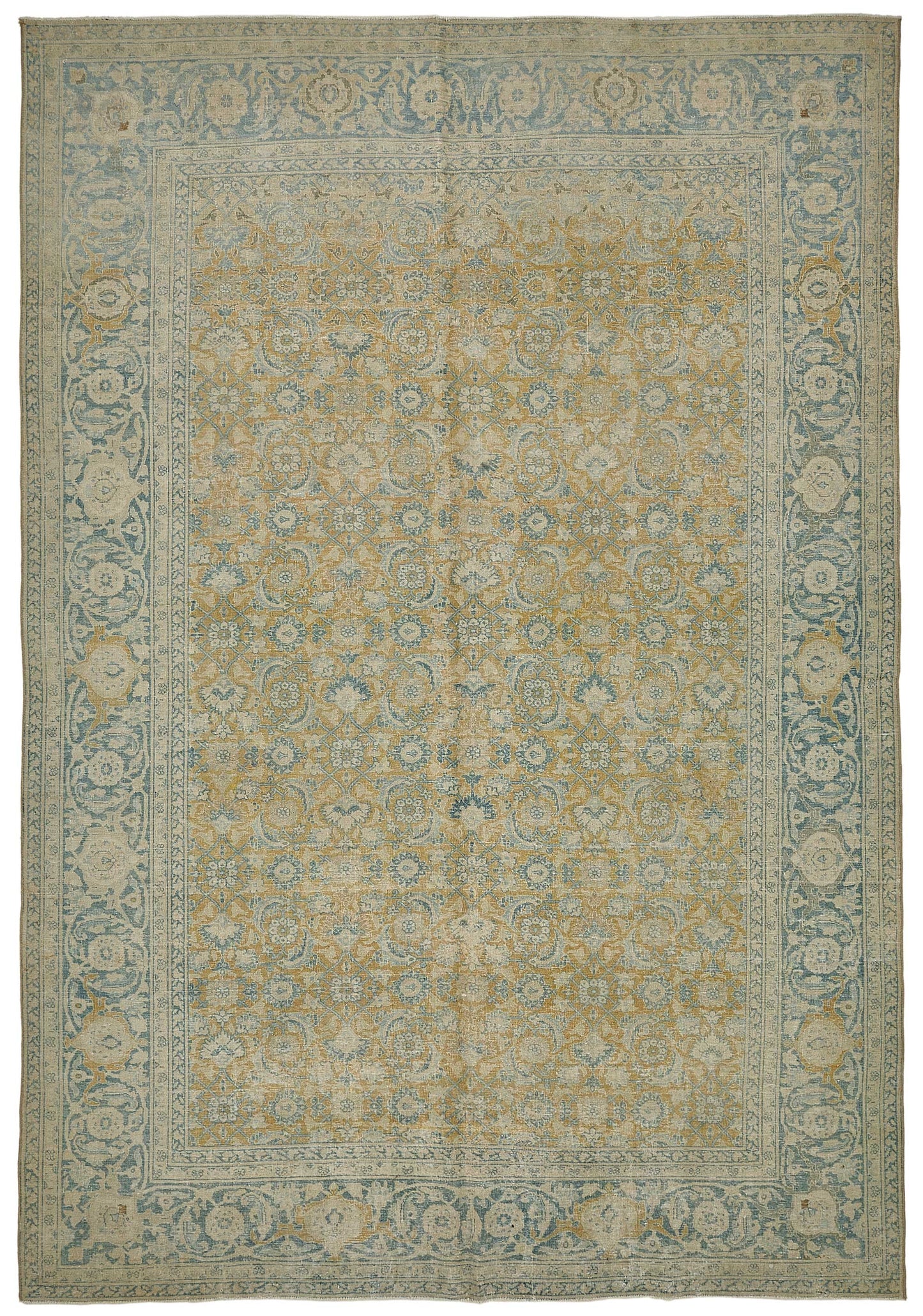 7x10 Beige Antique Persian Tabriz Rug - 50153