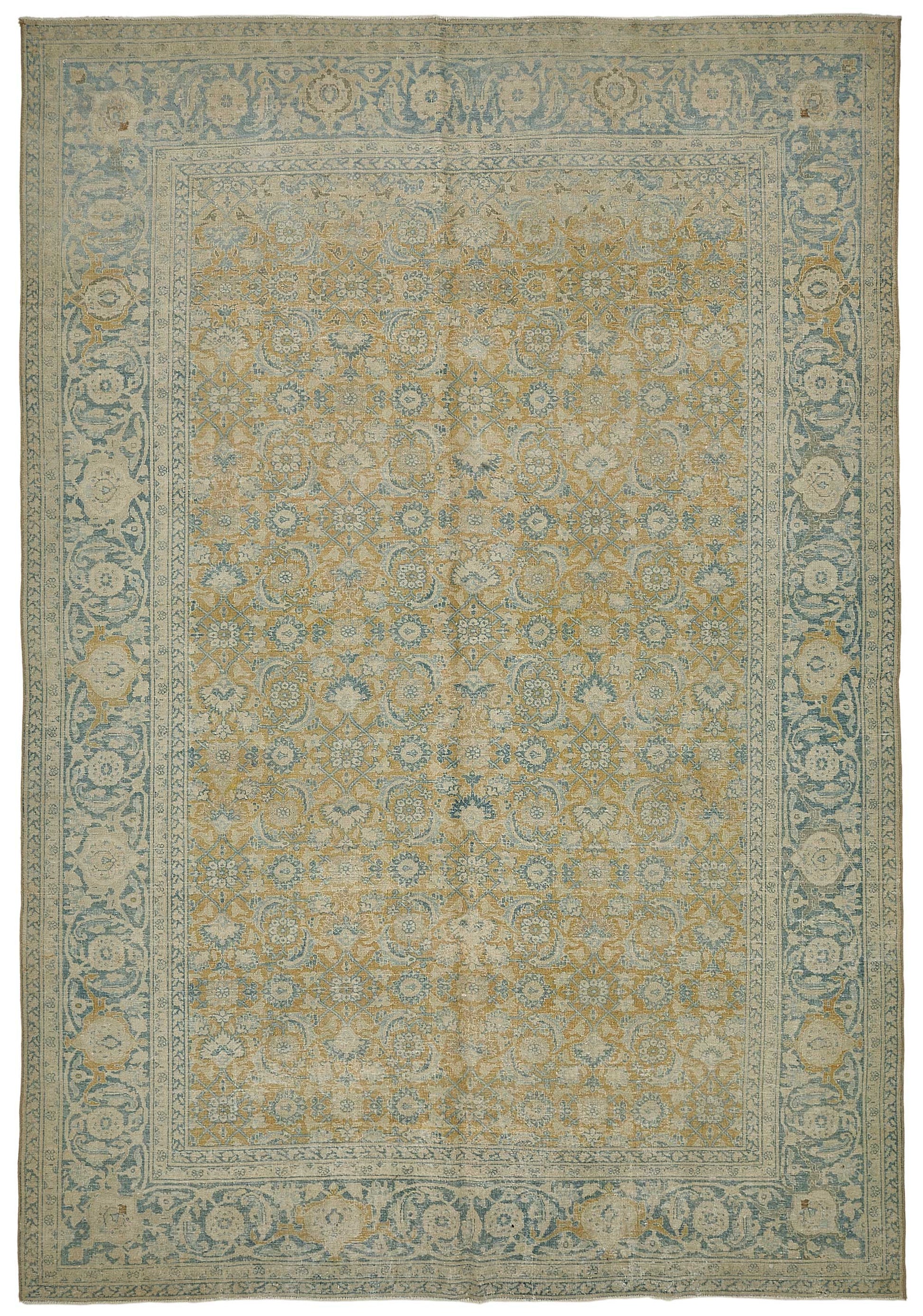 7x10 Beige Antique Persian Tabriz Rug - 50153