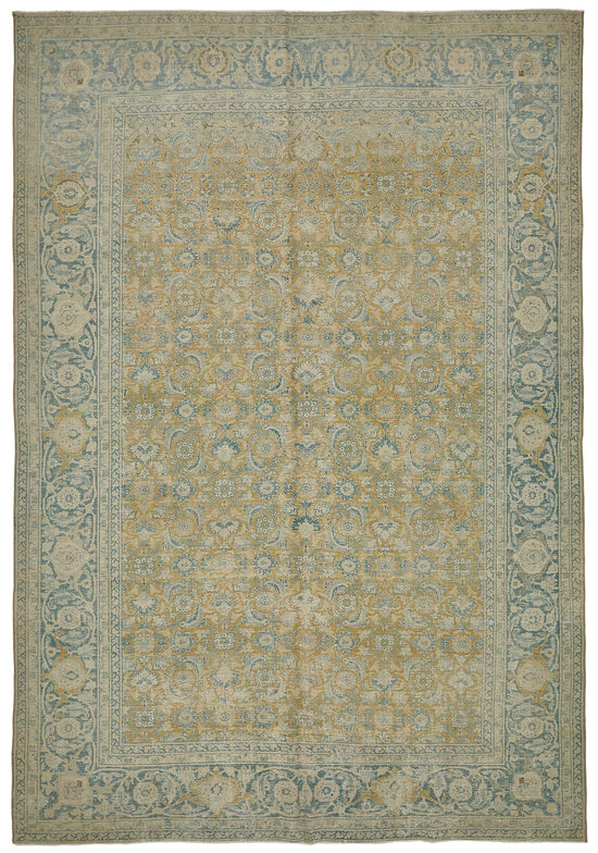 7x10 Beige Antique Persian Tabriz Rug - 50153