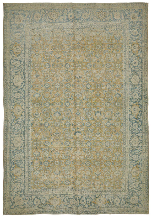7x10 Beige Antique Persian Tabriz Rug - 50153