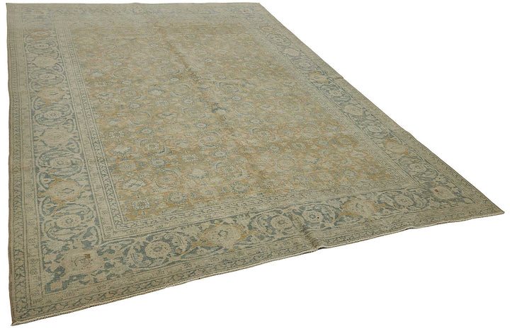 7x10 Beige Antique Persian Tabriz Rug - 50153