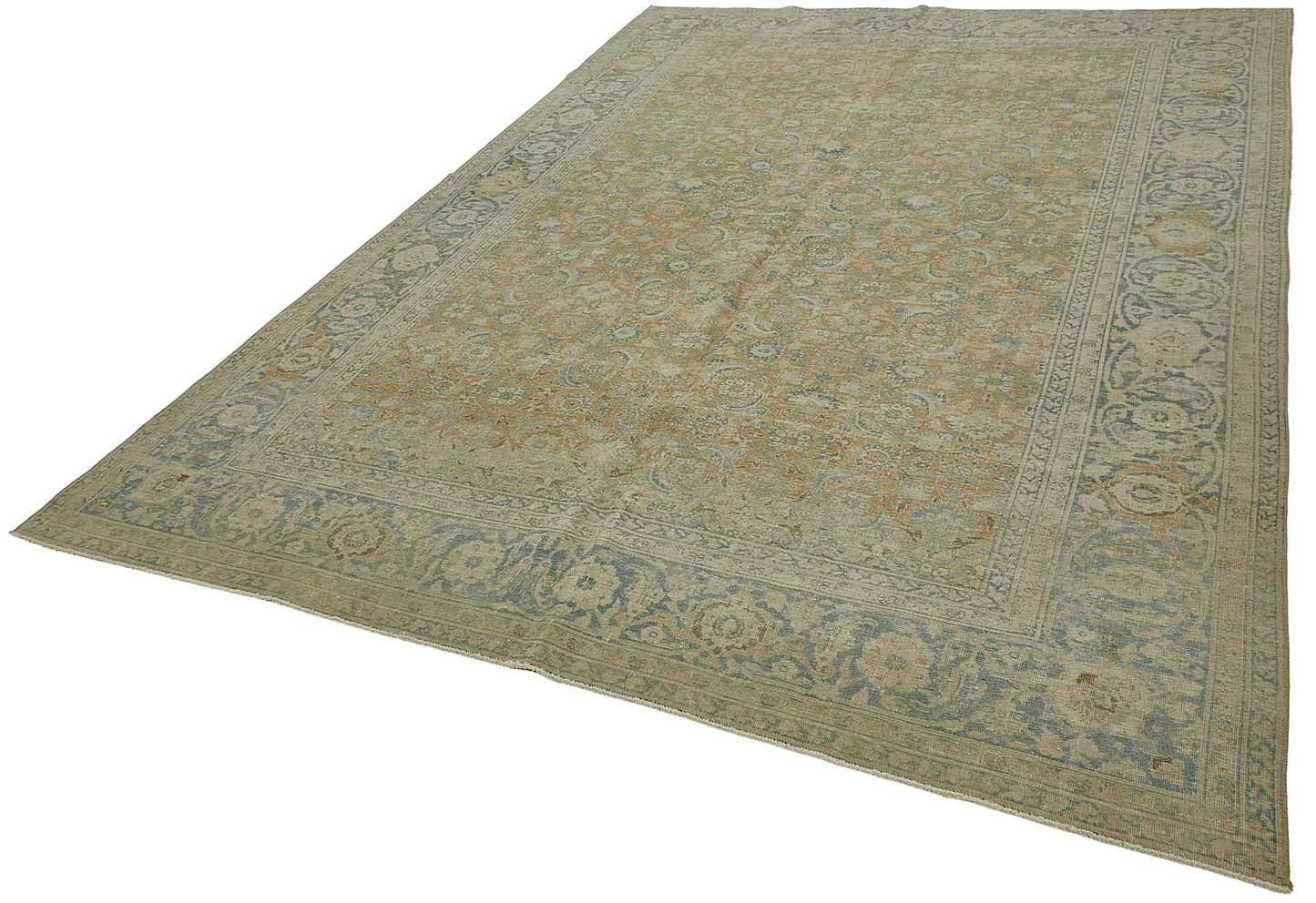 7x10 Beige Antique Persian Tabriz Rug - 50153