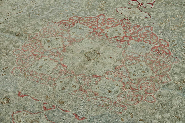 7x11 Beige Antique Persian Tabriz Rug - 50154