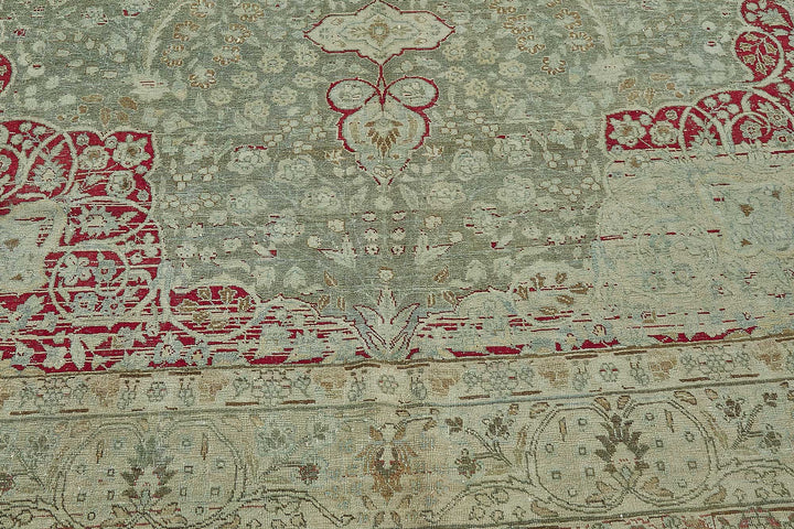 7x11 Beige Antique Persian Tabriz Rug - 50154