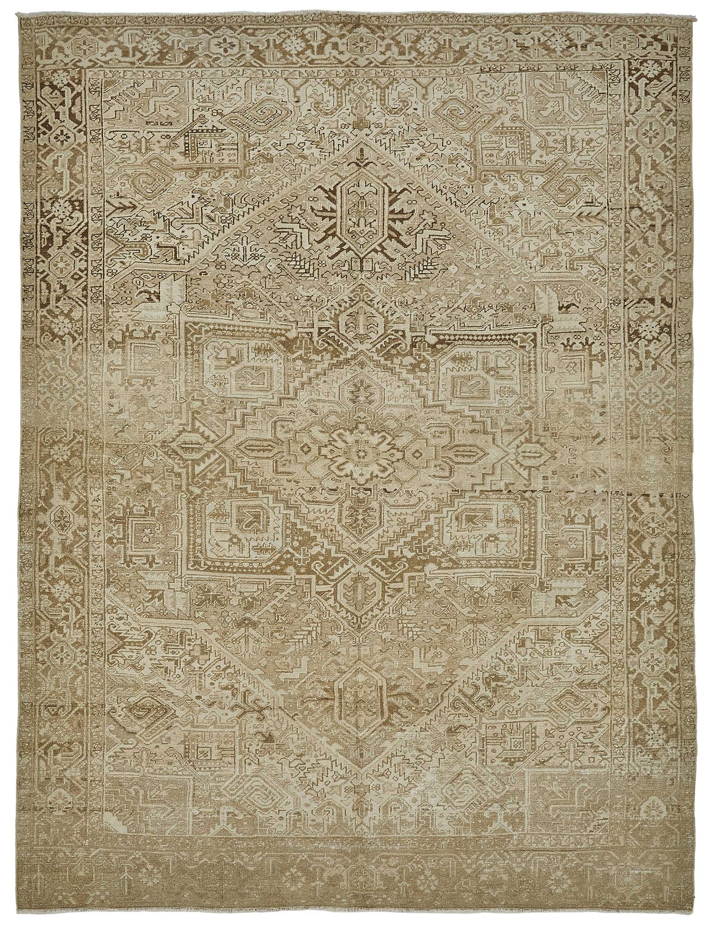 8x11 Beige Antique Persian Heriz Rug - 50155