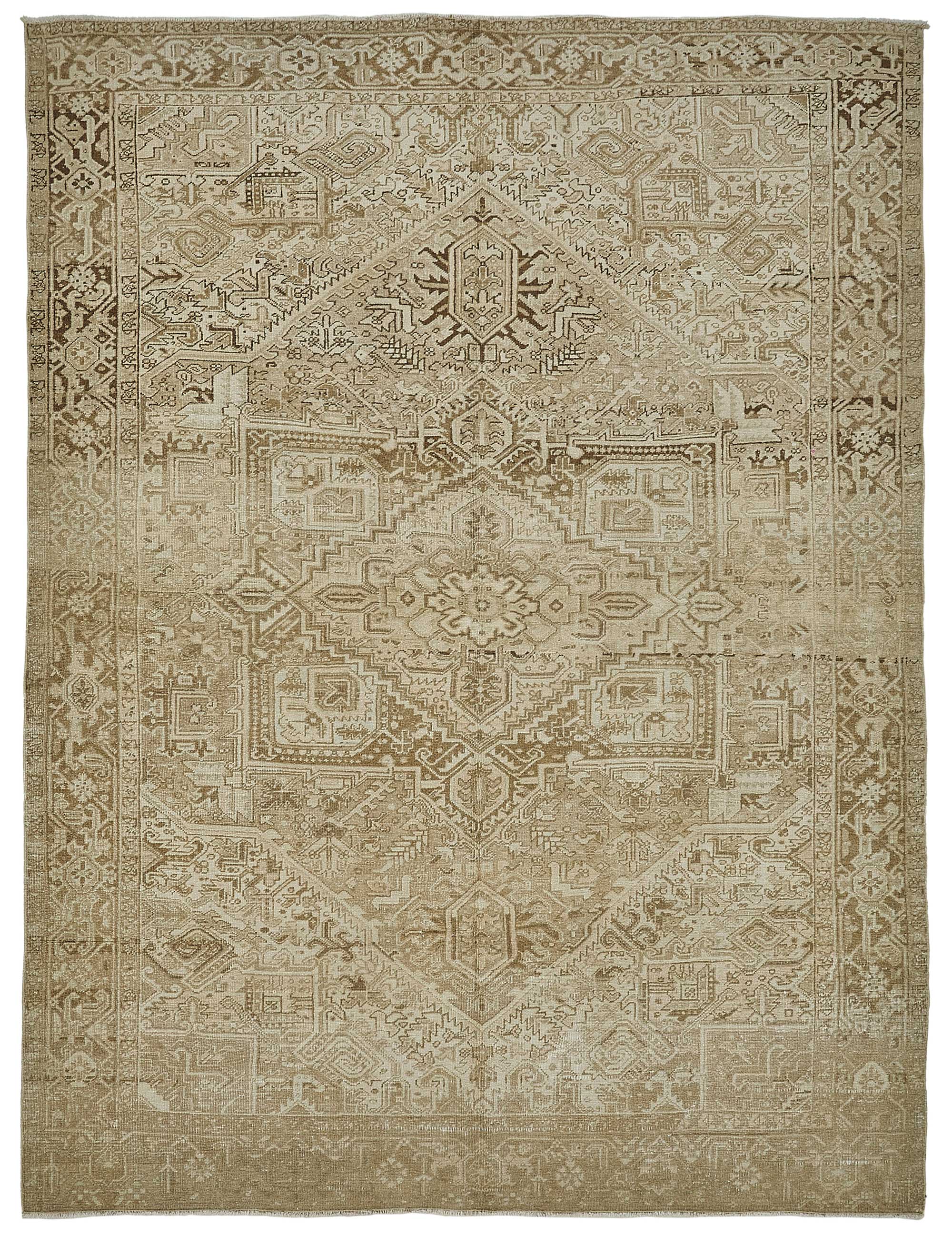 8x11 Beige Antique Persian Heriz Rug - 50155