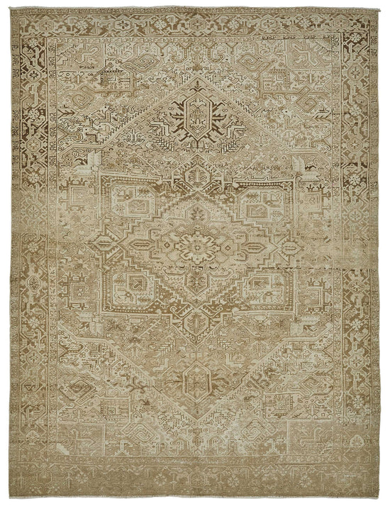 8x11 Beige Antique Persian Heriz Rug - 50155