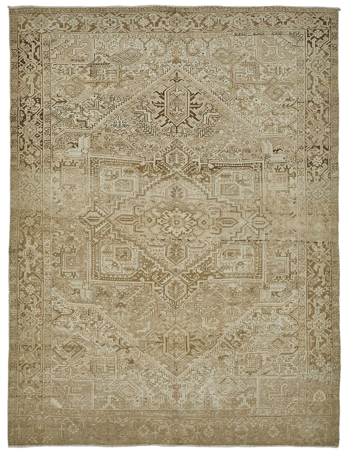 8x11 Beige Antique Persian Heriz Rug - 50155