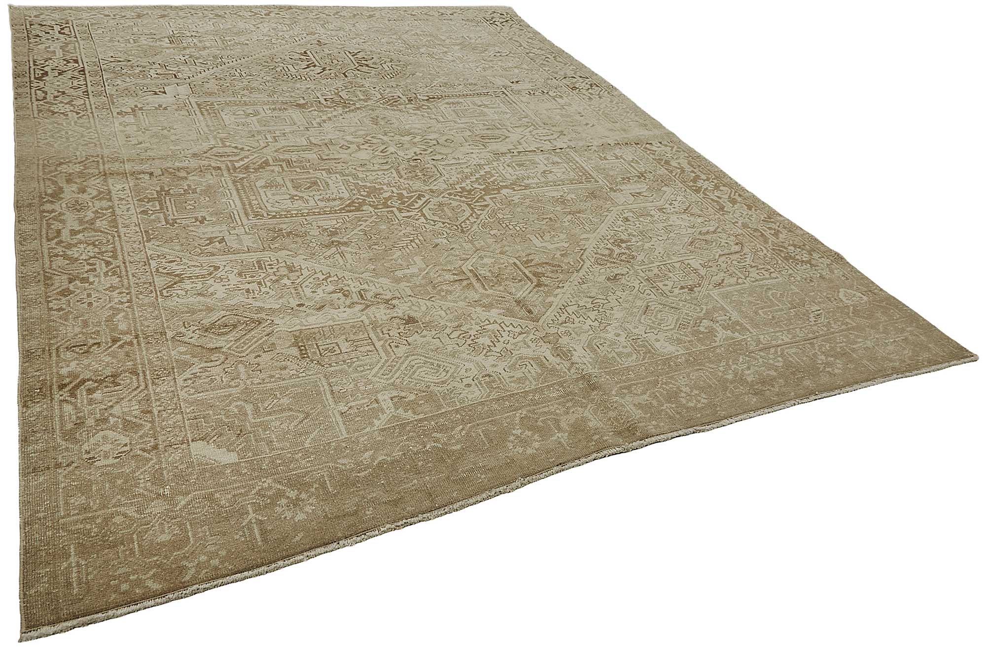 8x11 Beige Antique Persian Heriz Rug - 50155
