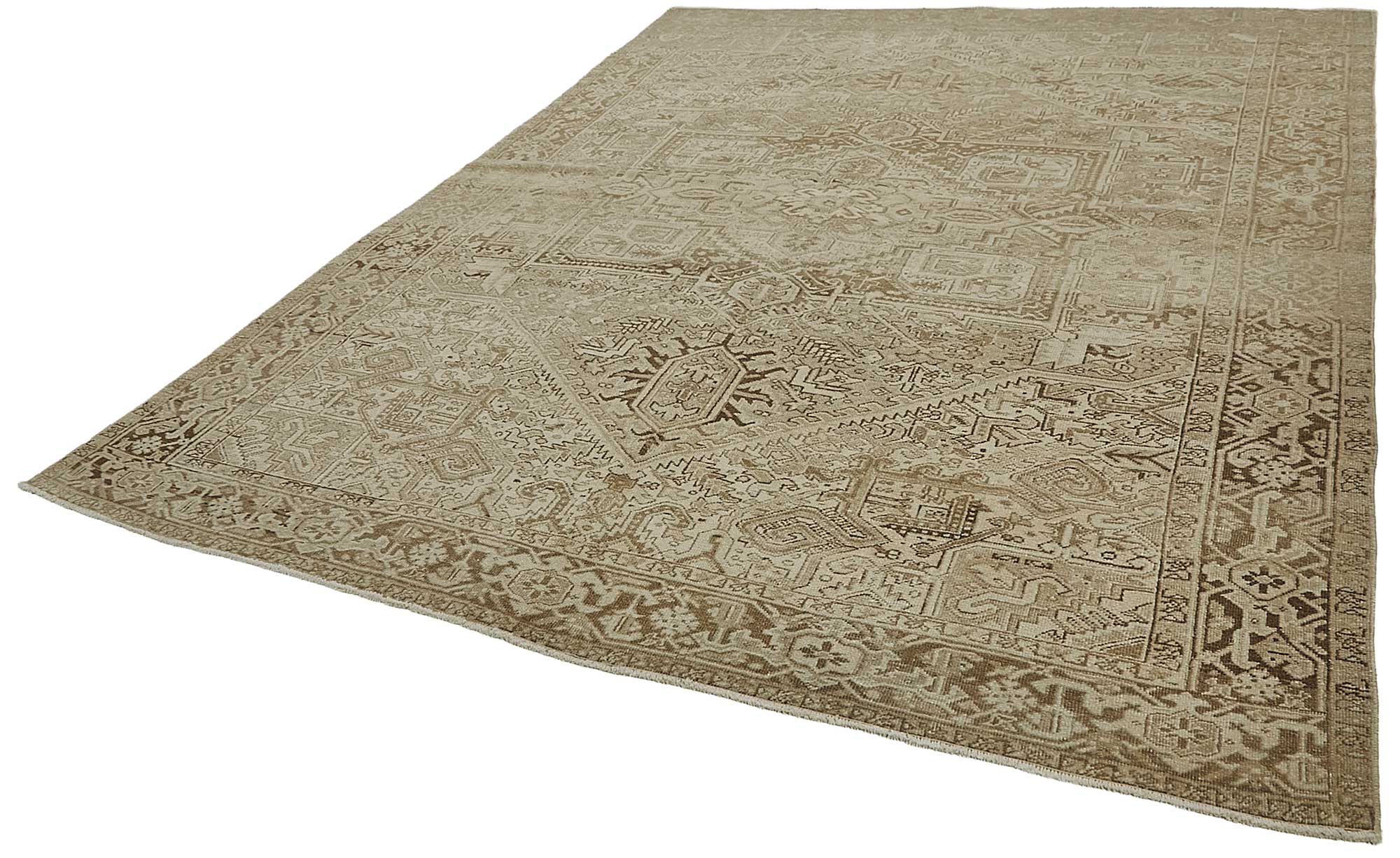 8x11 Beige Antique Persian Heriz Rug - 50155