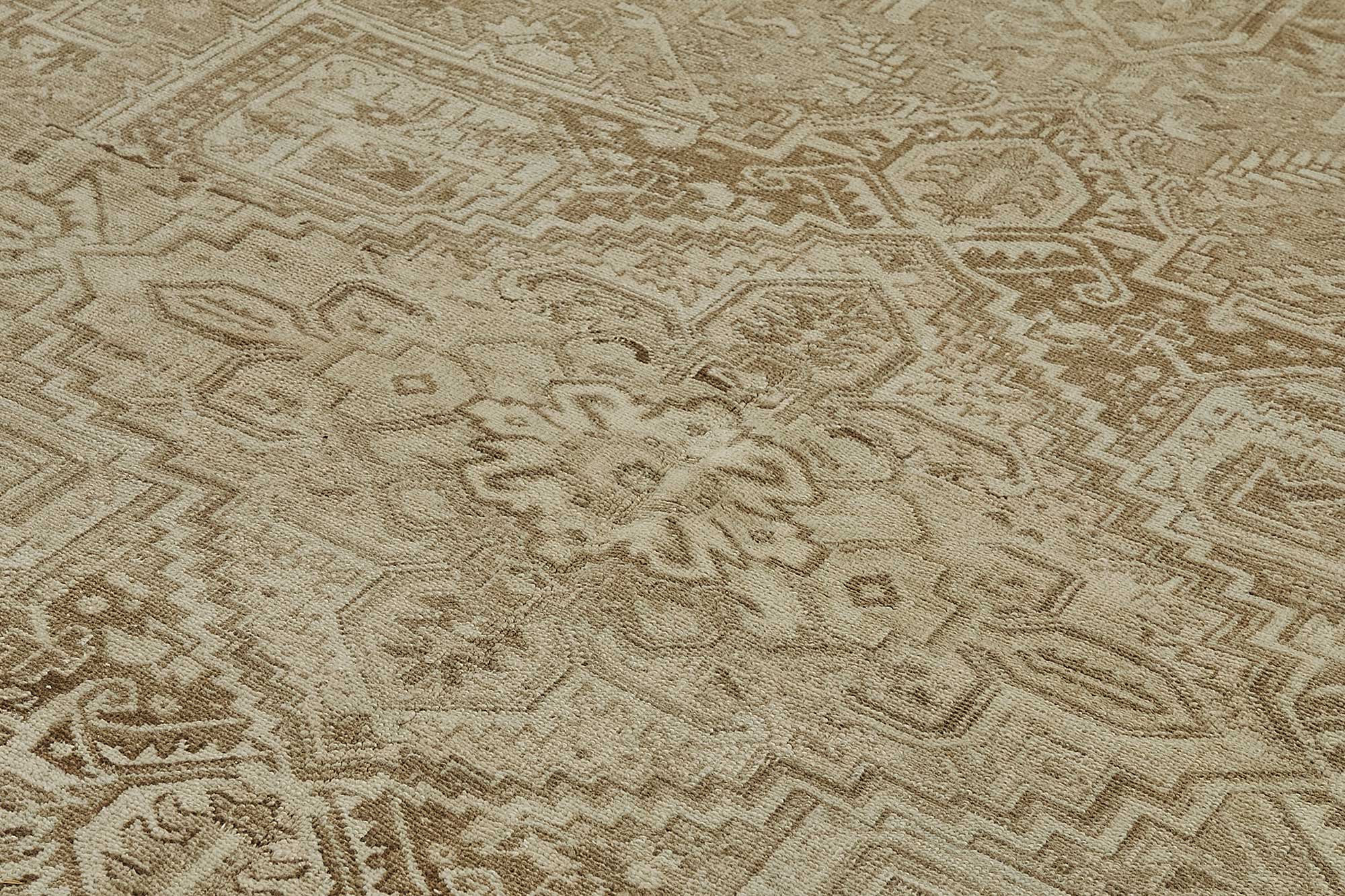 8x11 Beige Antique Persian Heriz Rug - 50155