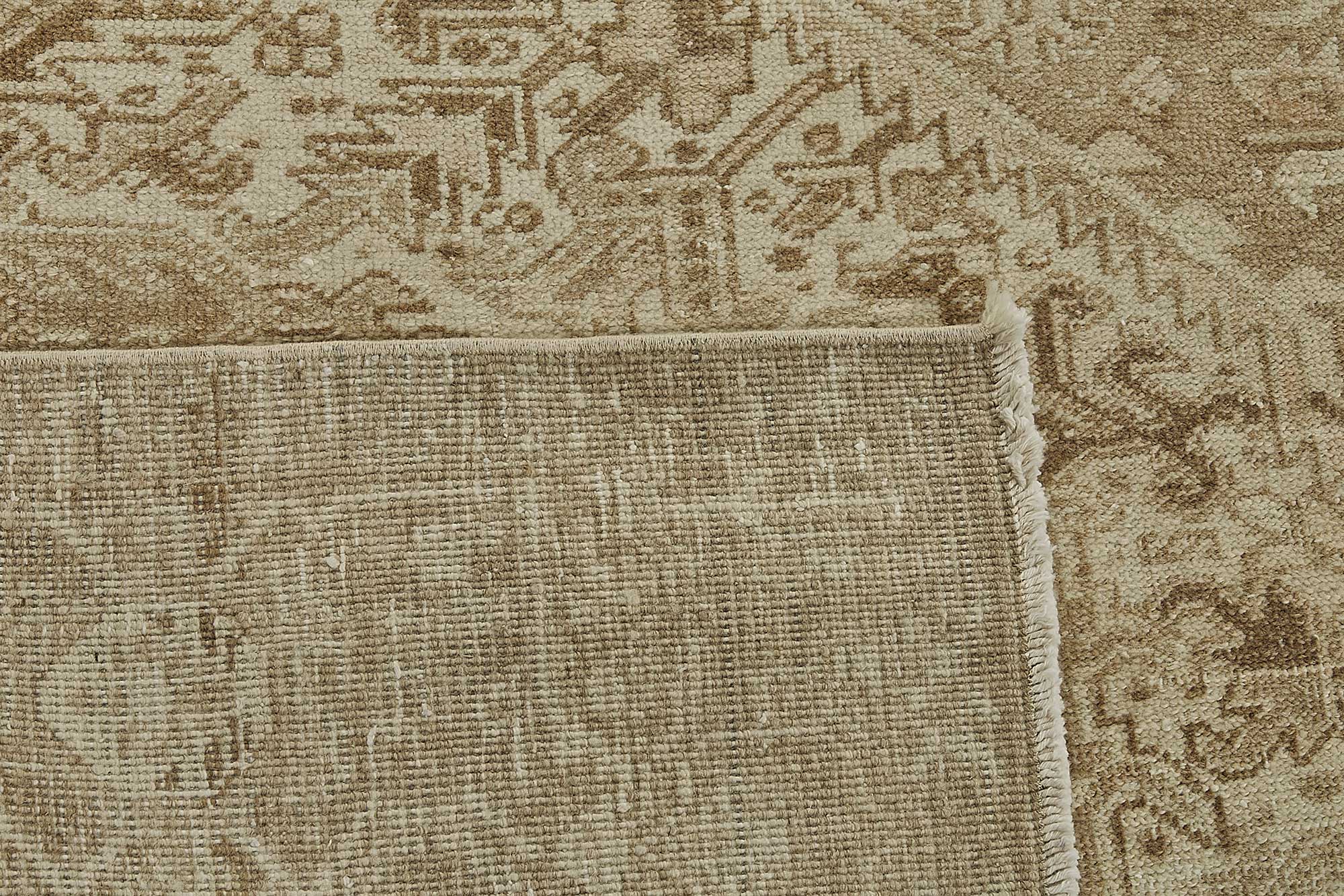 8x11 Beige Antique Persian Heriz Rug - 50155