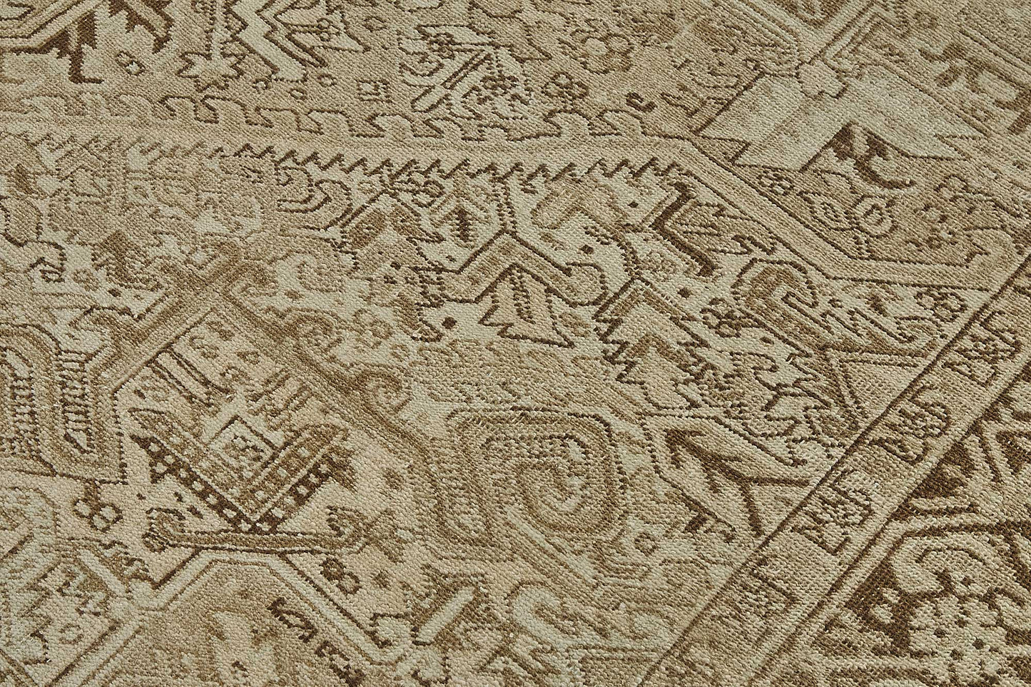 8x11 Beige Antique Persian Heriz Rug - 50155