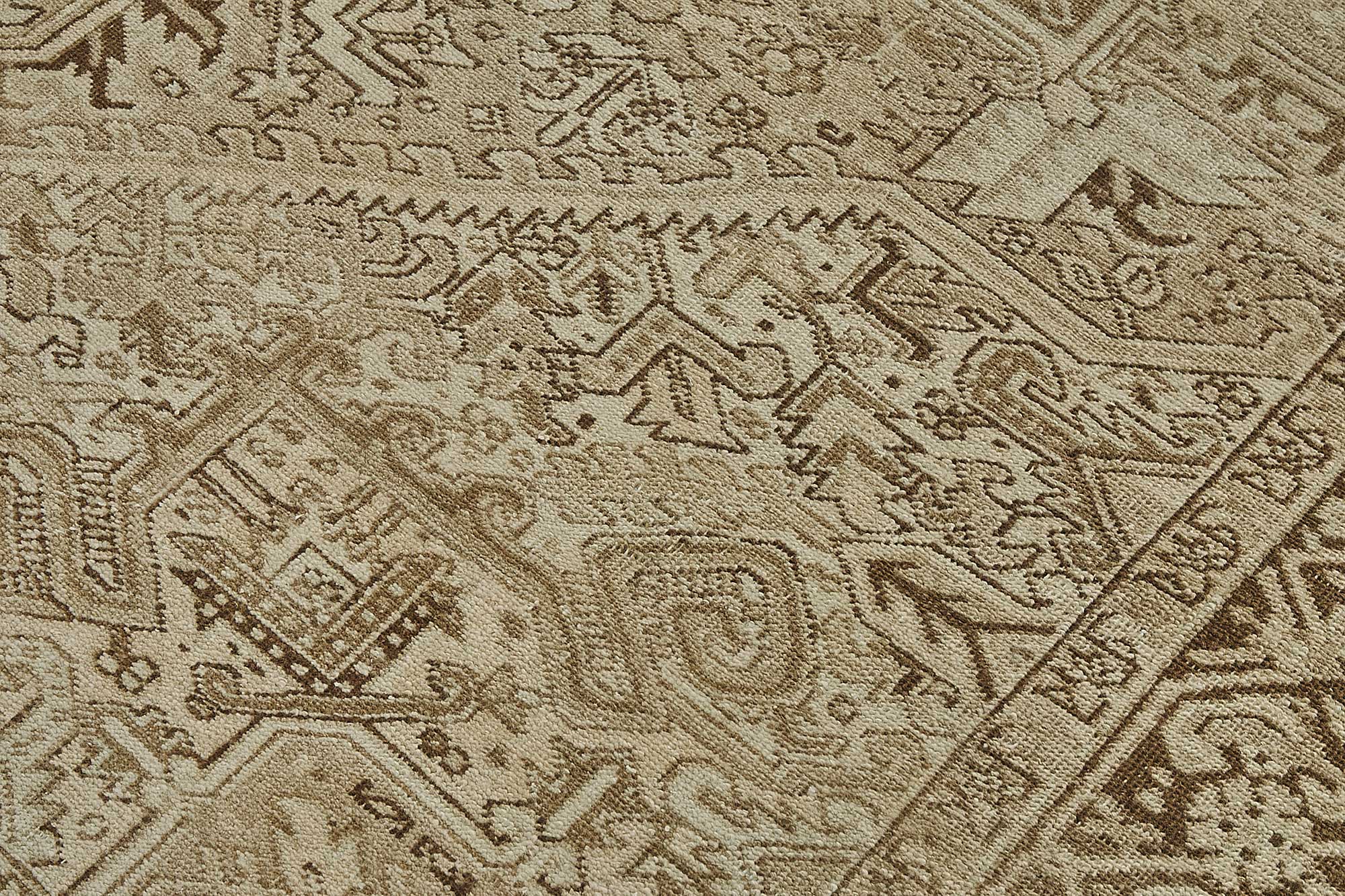 8x11 Beige Antique Persian Heriz Rug - 50155