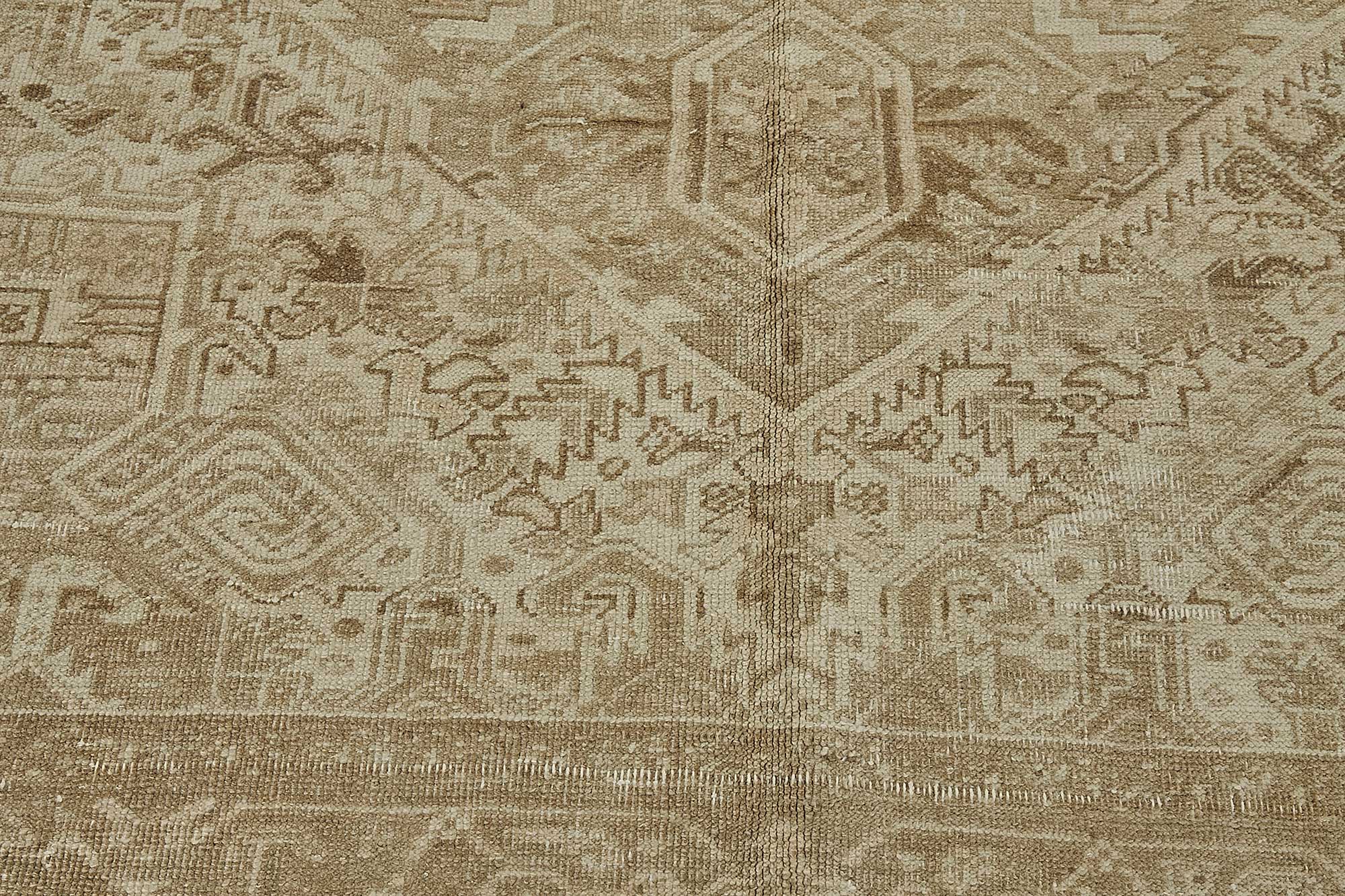 8x11 Beige Antique Persian Heriz Rug - 50155