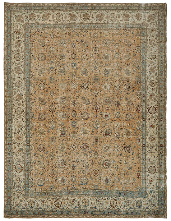 12x16 Beige Antique Persian Tabriz Rug - 50156