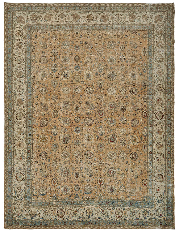 12x16 Beige Antique Persian Tabriz Rug - 50156