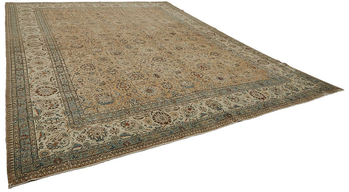 12x16 Beige Antique Persian Tabriz Rug - 50156