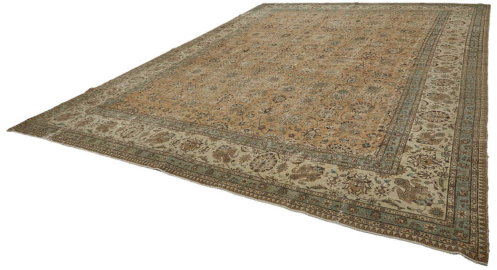 12x16 Beige Antique Persian Tabriz Rug - 50156