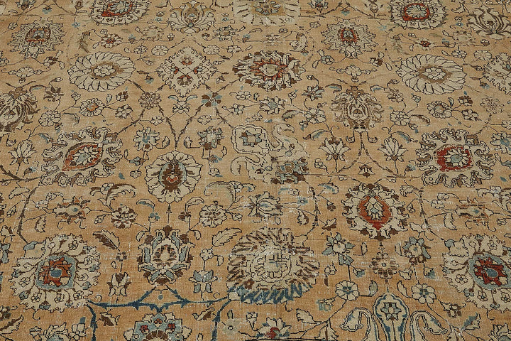 12x16 Beige Antique Persian Tabriz Rug - 50156