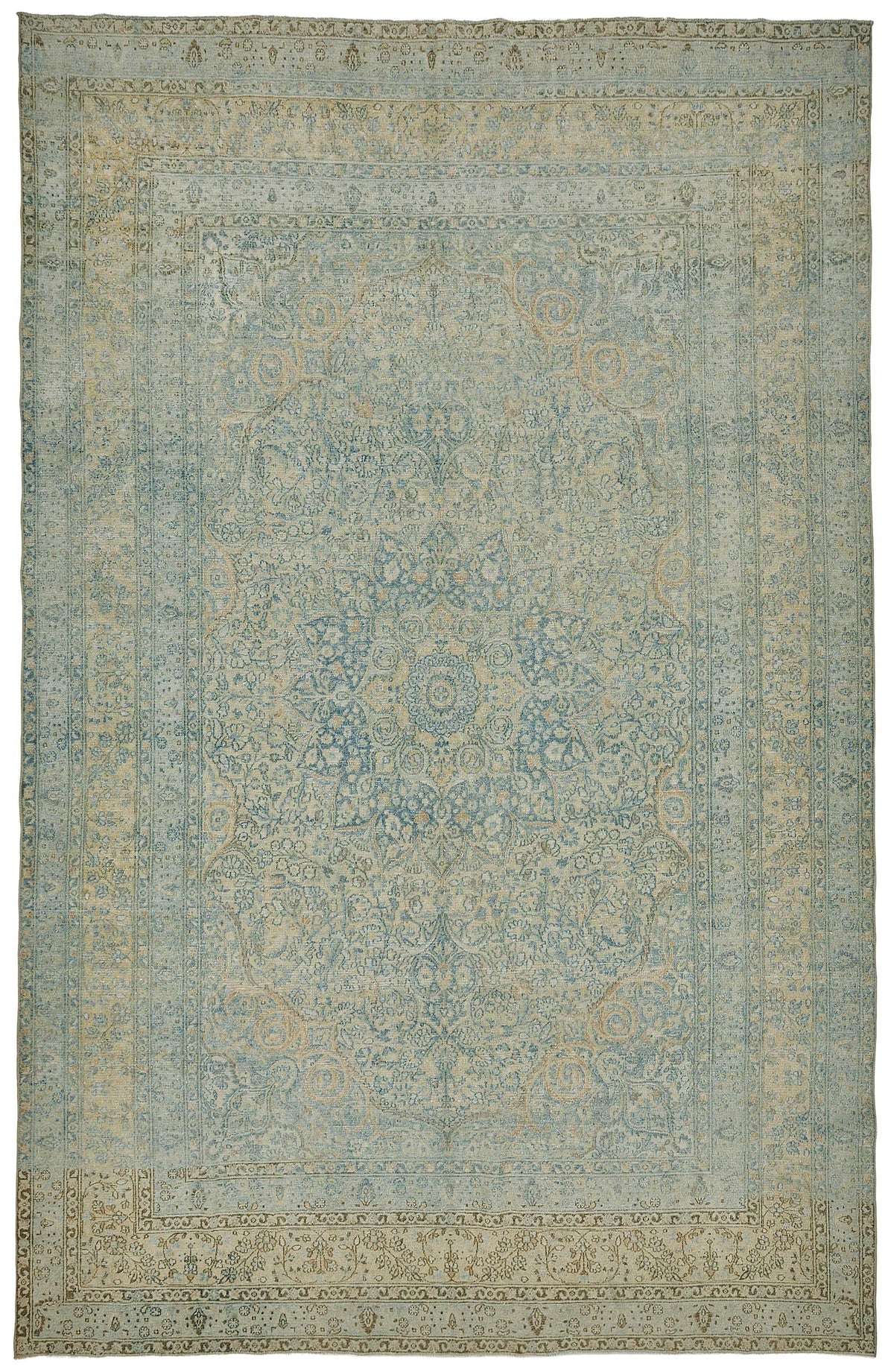 8x13 Beige Antique Persian Tabriz Rug - 50159