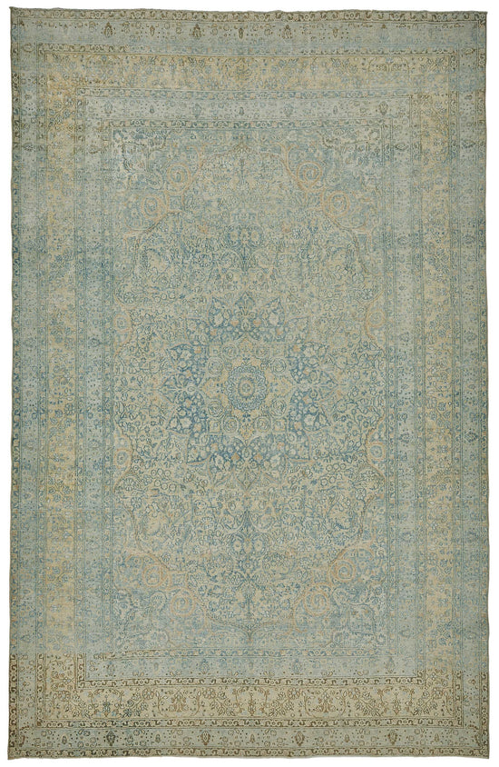 8x13 Beige Antique Persian Tabriz Rug - 50159