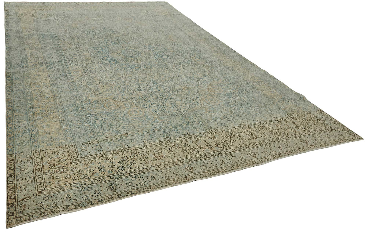 8x13 Beige Antique Persian Tabriz Rug - 50159