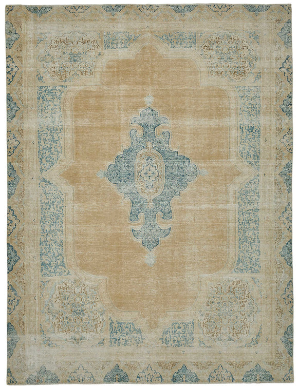 8x11 Beige Antique Persian Kerman Rug - 50161