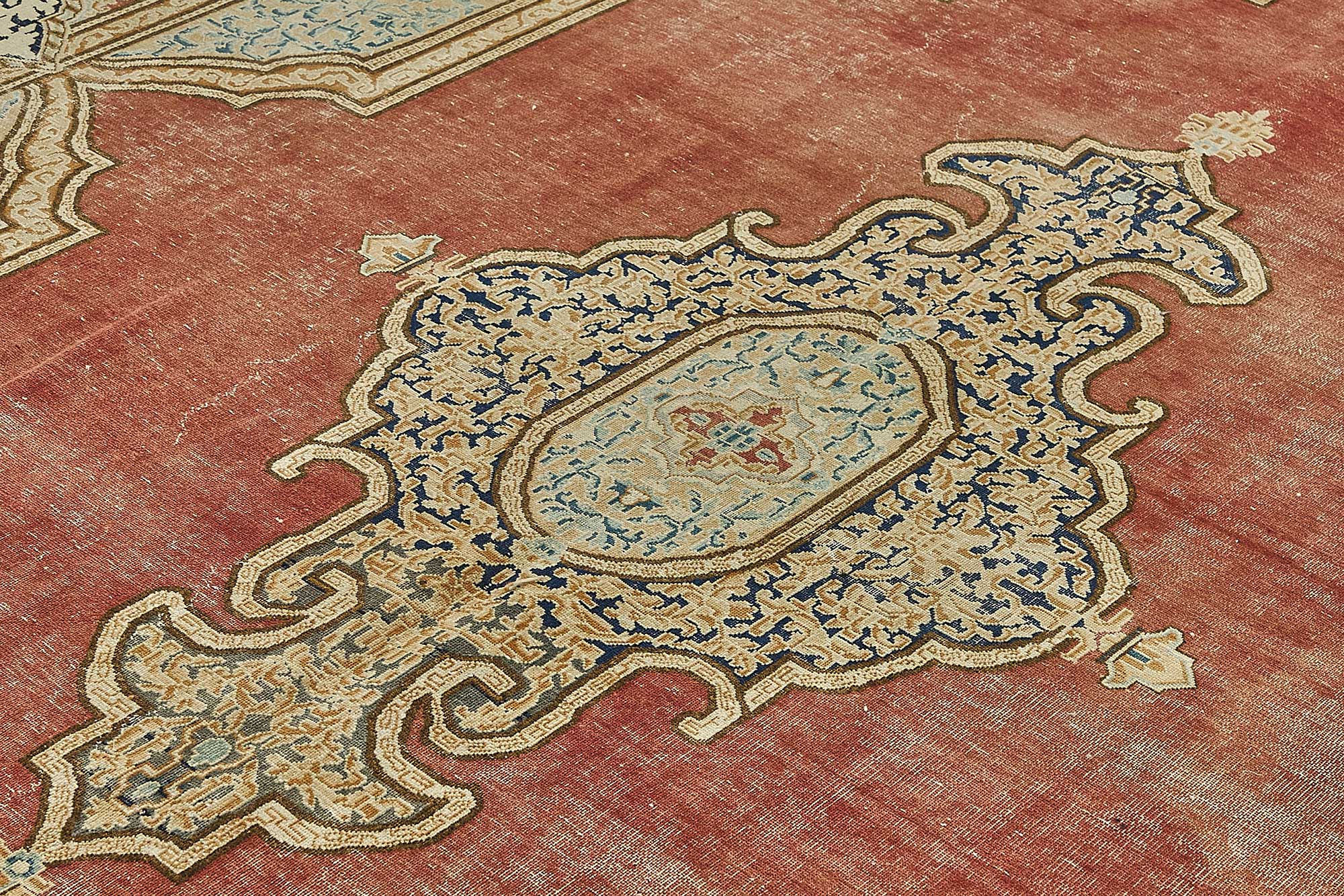 9x13 Beige Vintage Hand-Knotted Persian Rug - 50189