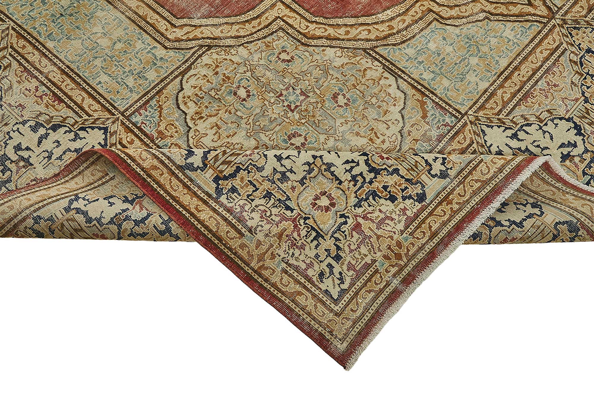9x13 Beige Vintage Hand-Knotted Persian Rug - 50189