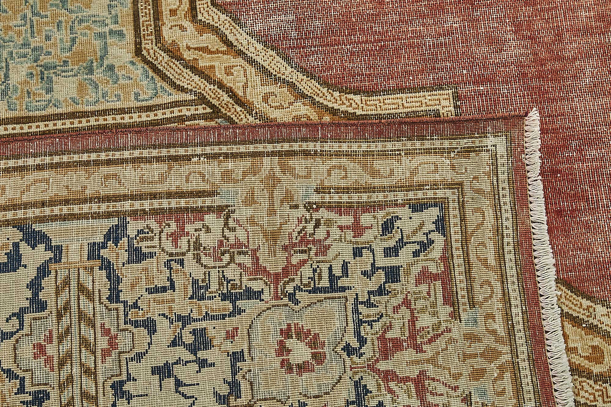 9x13 Beige Vintage Hand-Knotted Persian Rug - 50189
