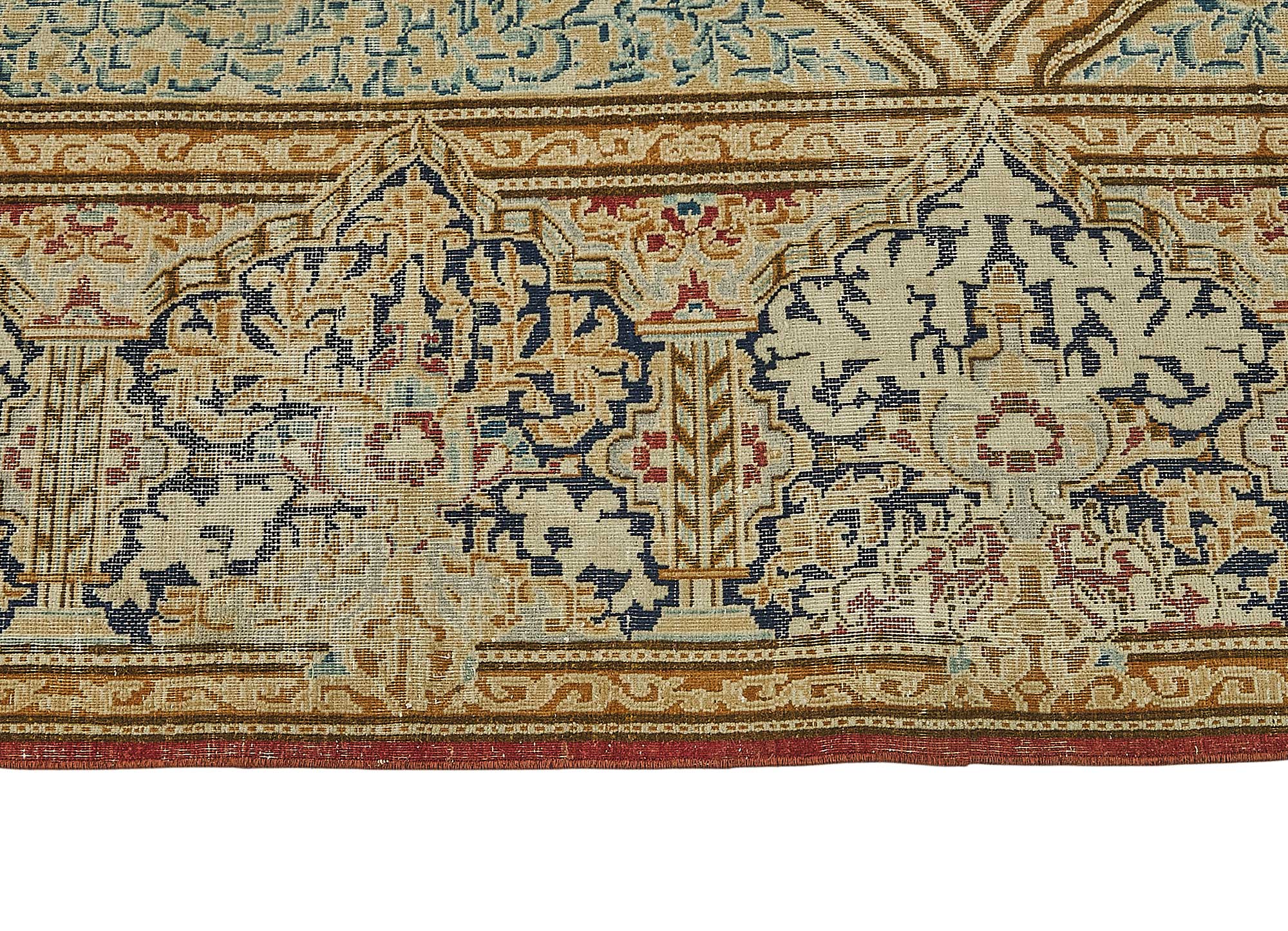 9x13 Beige Vintage Hand-Knotted Persian Rug - 50189