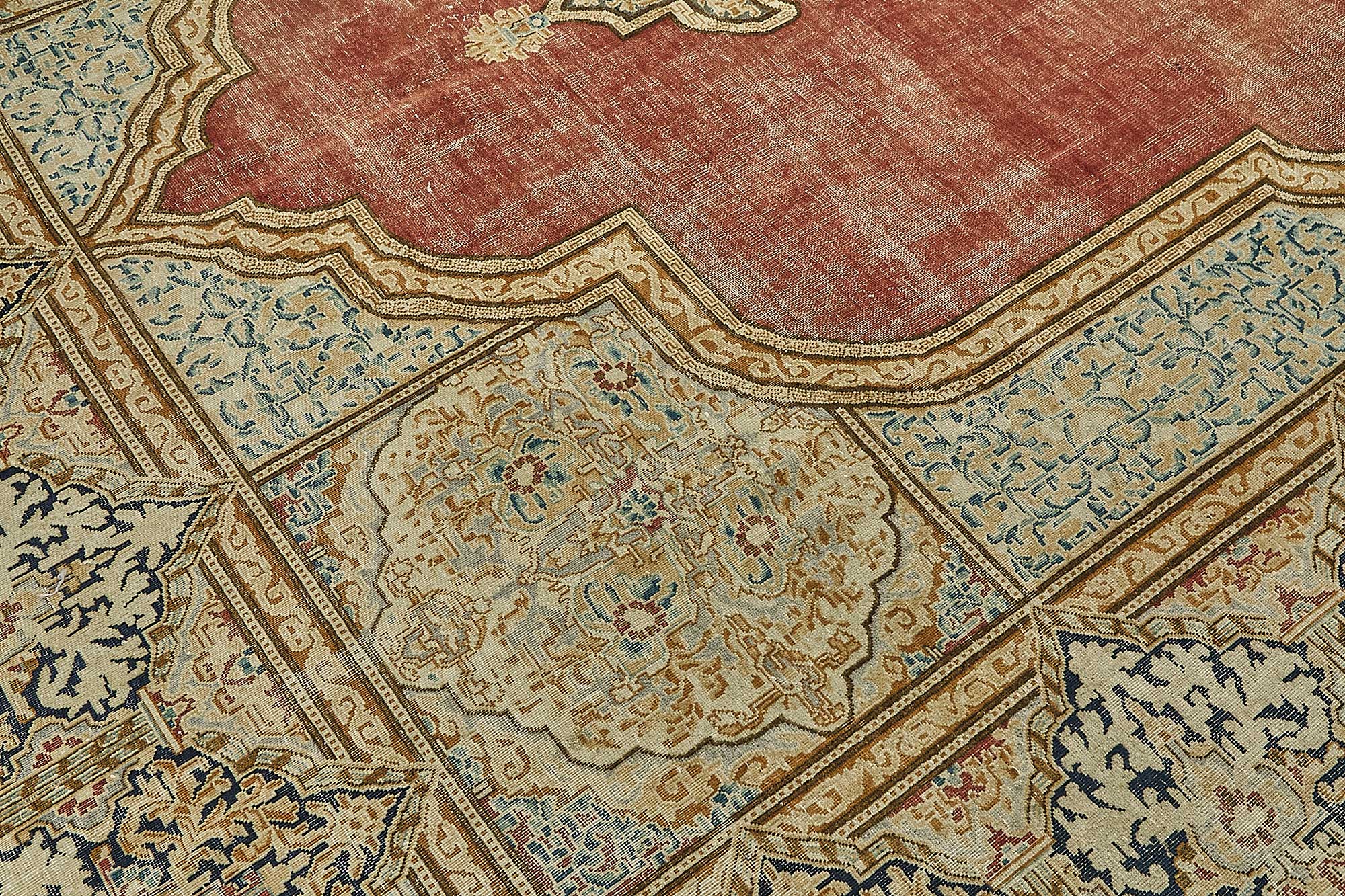 9x13 Beige Vintage Hand-Knotted Persian Rug - 50189