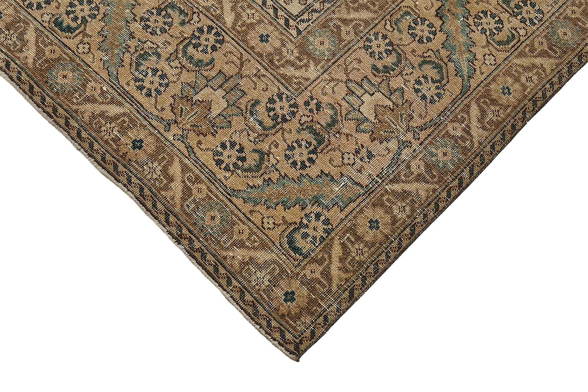 10x13 Beige Vintage Persian Kashan Rug - 50244