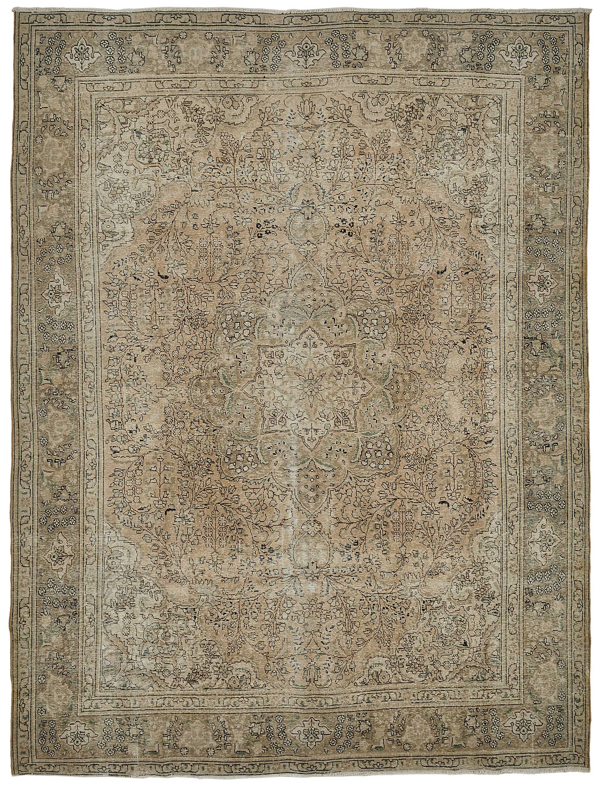 10x13 Beige Vintage Persian Tabriz Rug - 50245
