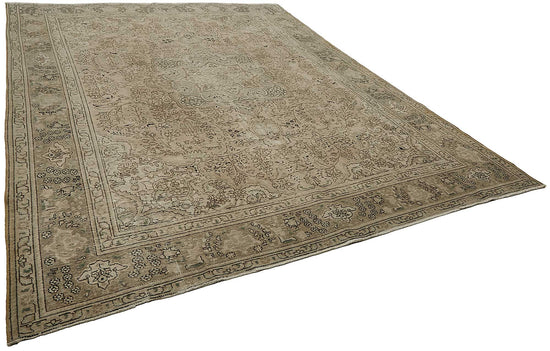 10x13 Beige Vintage Persian Tabriz Rug - 50245