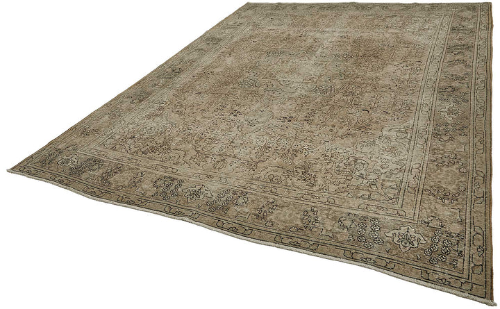 10x13 Beige Vintage Persian Tabriz Rug - 50245