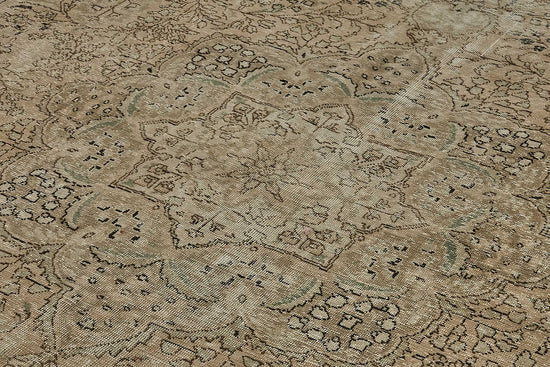 10x13 Beige Vintage Persian Tabriz Rug - 50245