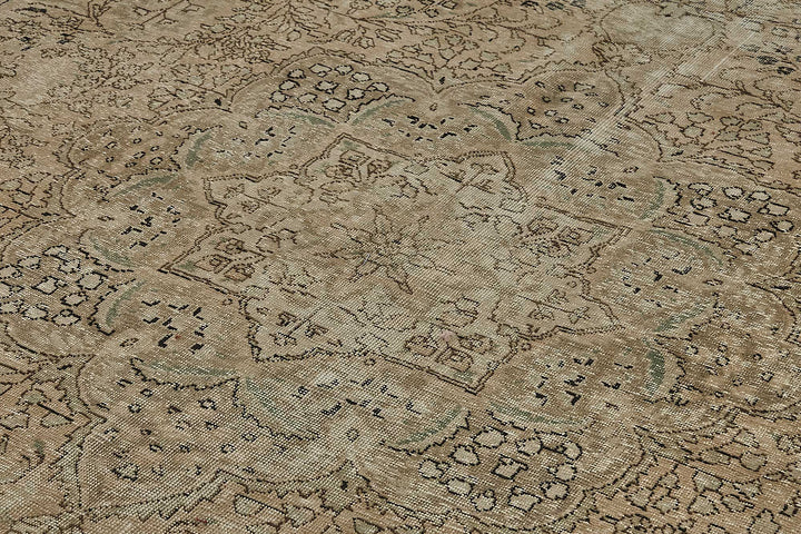 10x13 Beige Vintage Persian Tabriz Rug - 50245