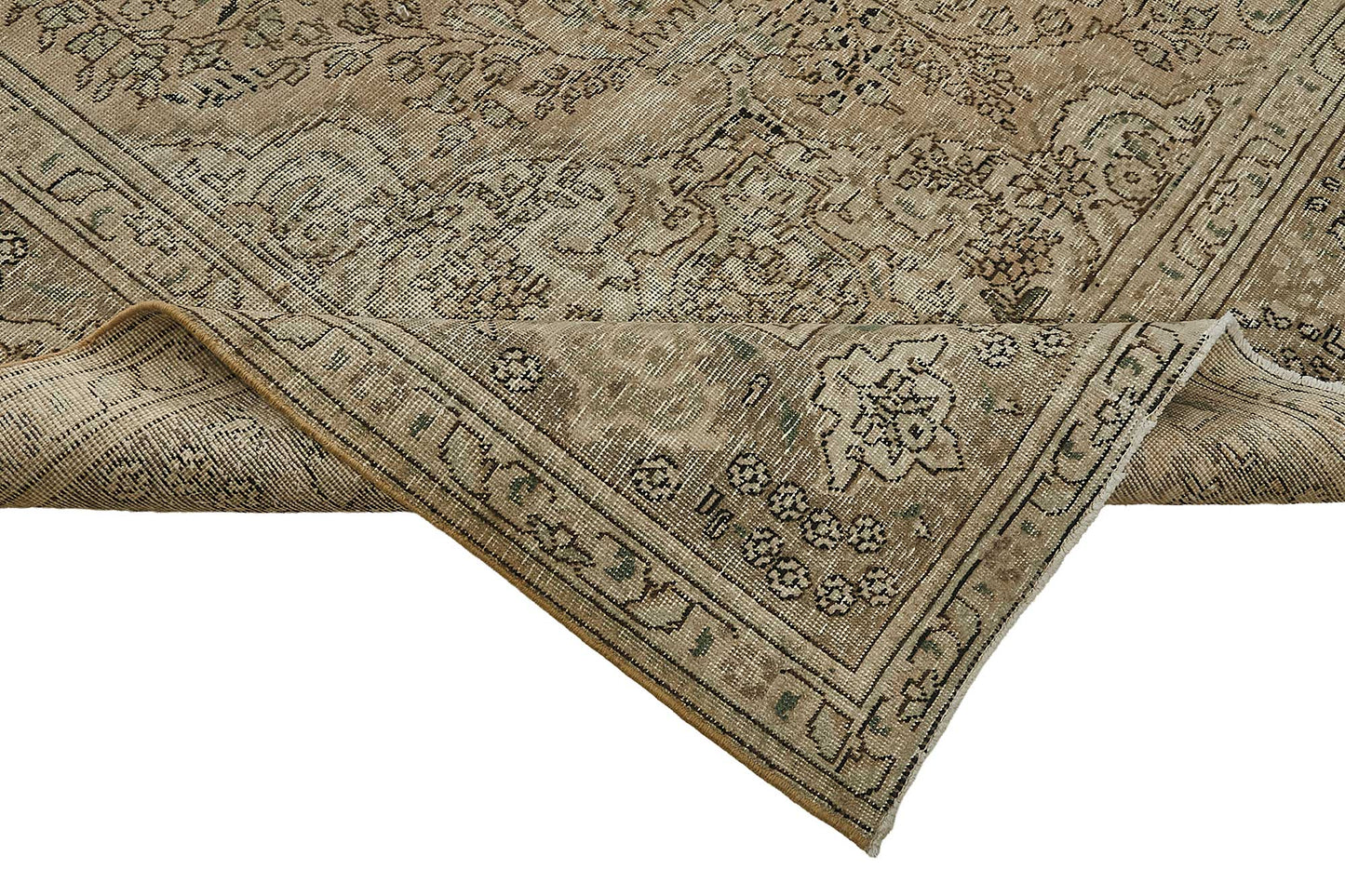 10x13 Beige Vintage Persian Tabriz Rug - 50245