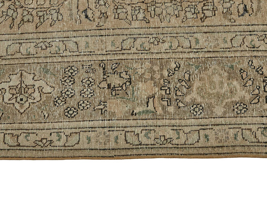 10x13 Beige Vintage Persian Tabriz Rug - 50245