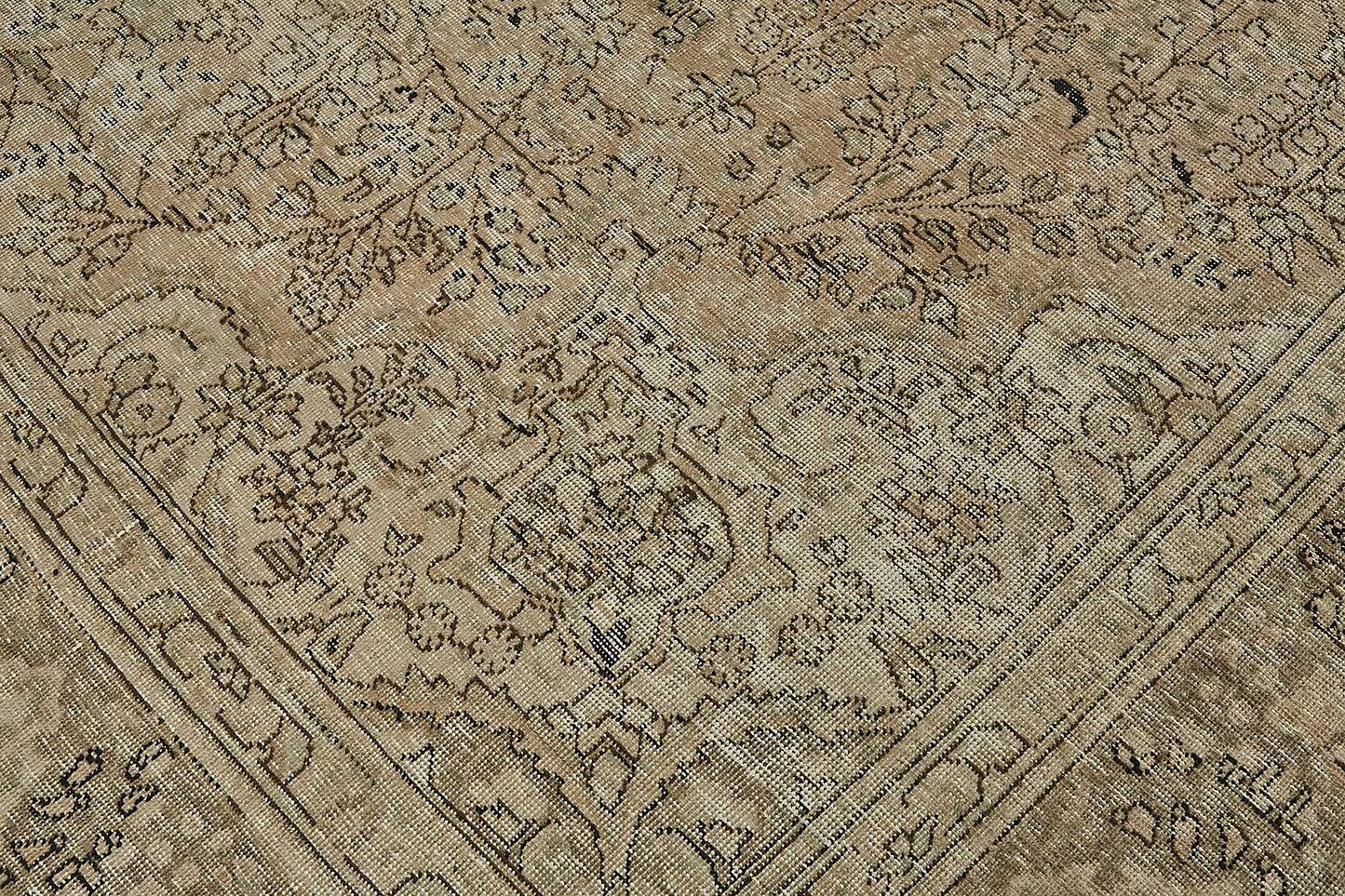 10x13 Beige Vintage Persian Tabriz Rug - 50245