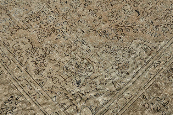 10x13 Beige Vintage Persian Tabriz Rug - 50245