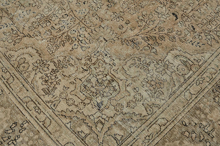 10x13 Beige Vintage Persian Tabriz Rug - 50245