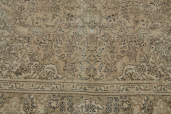 10x13 Beige Vintage Persian Tabriz Rug - 50245