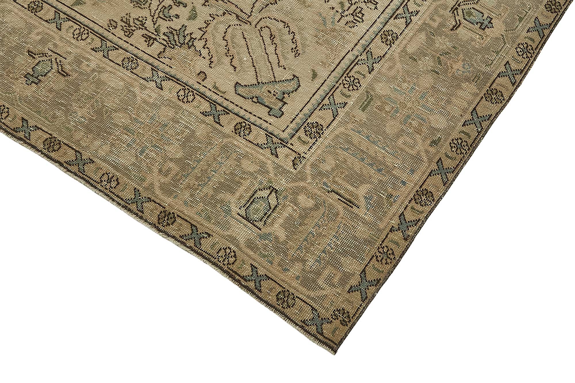 9x12 Beige Vintage Persian Tabriz Rug - 50246