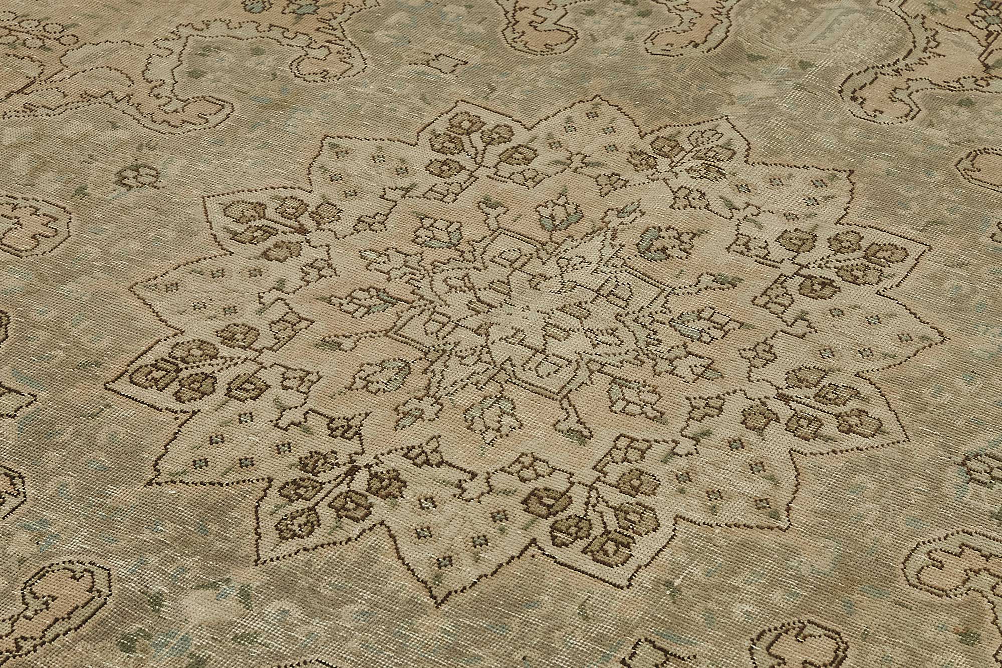 9x12 Beige Vintage Persian Tabriz Rug - 50246
