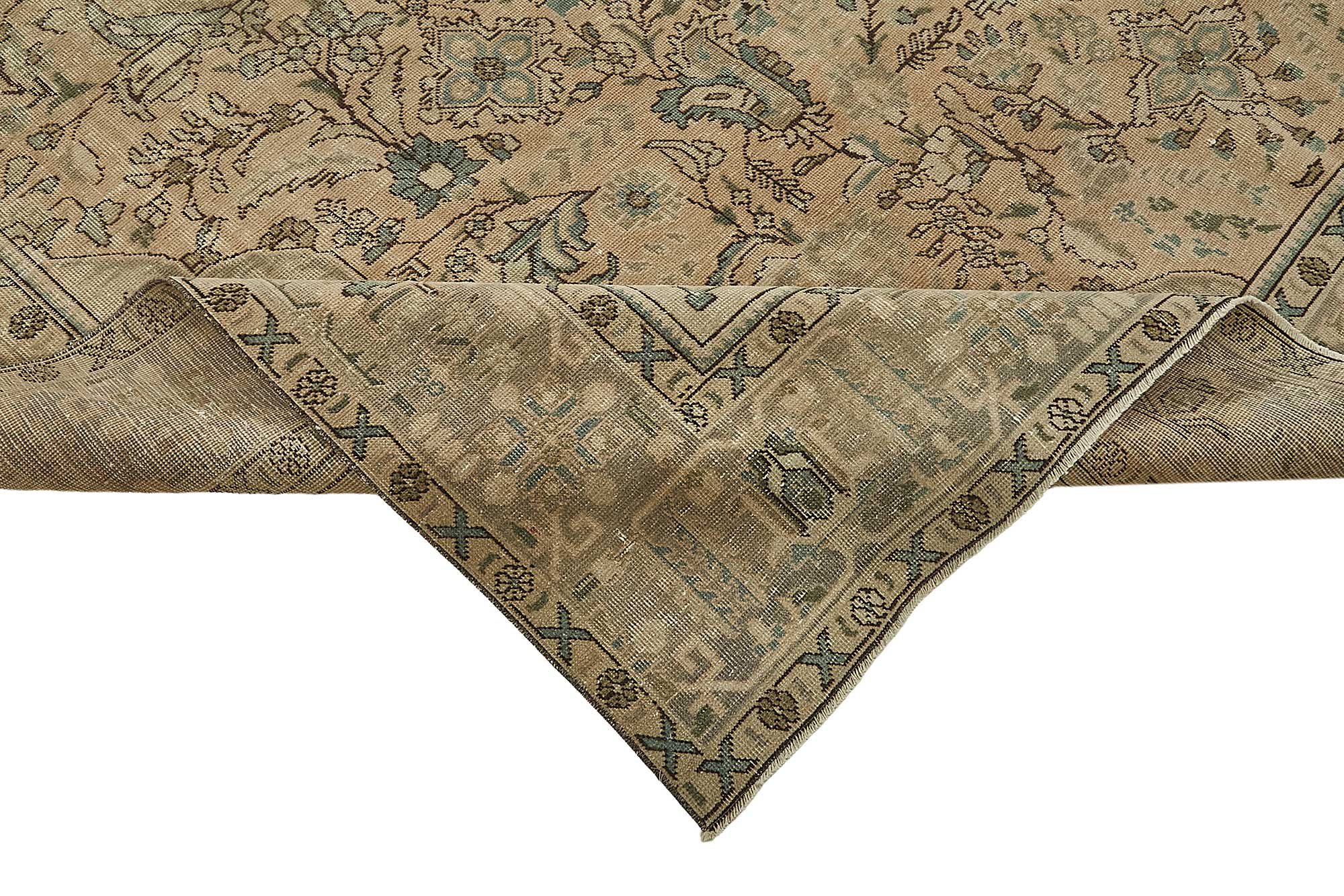 9x12 Beige Vintage Persian Tabriz Rug - 50246