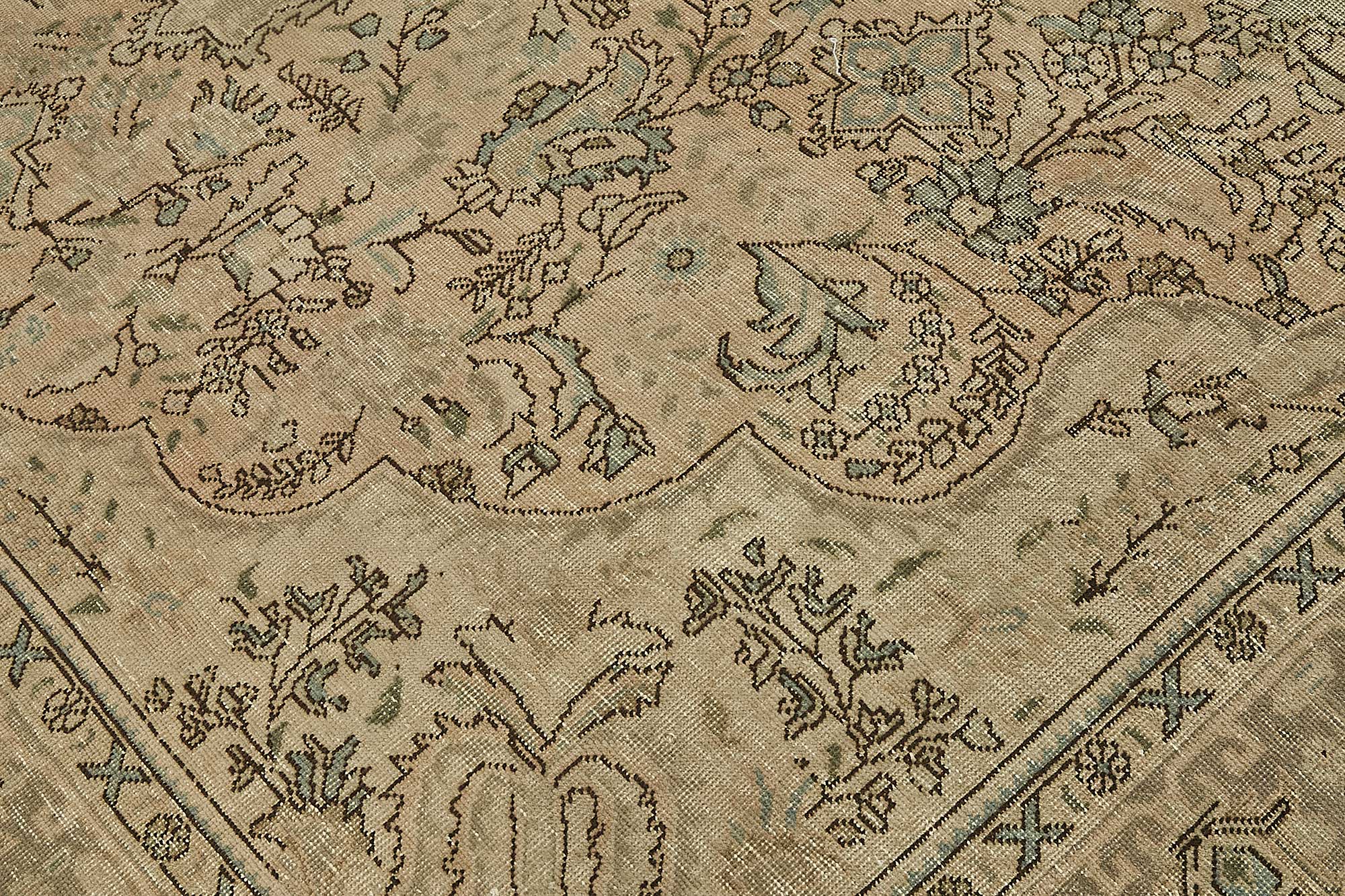 9x12 Beige Vintage Persian Tabriz Rug - 50246