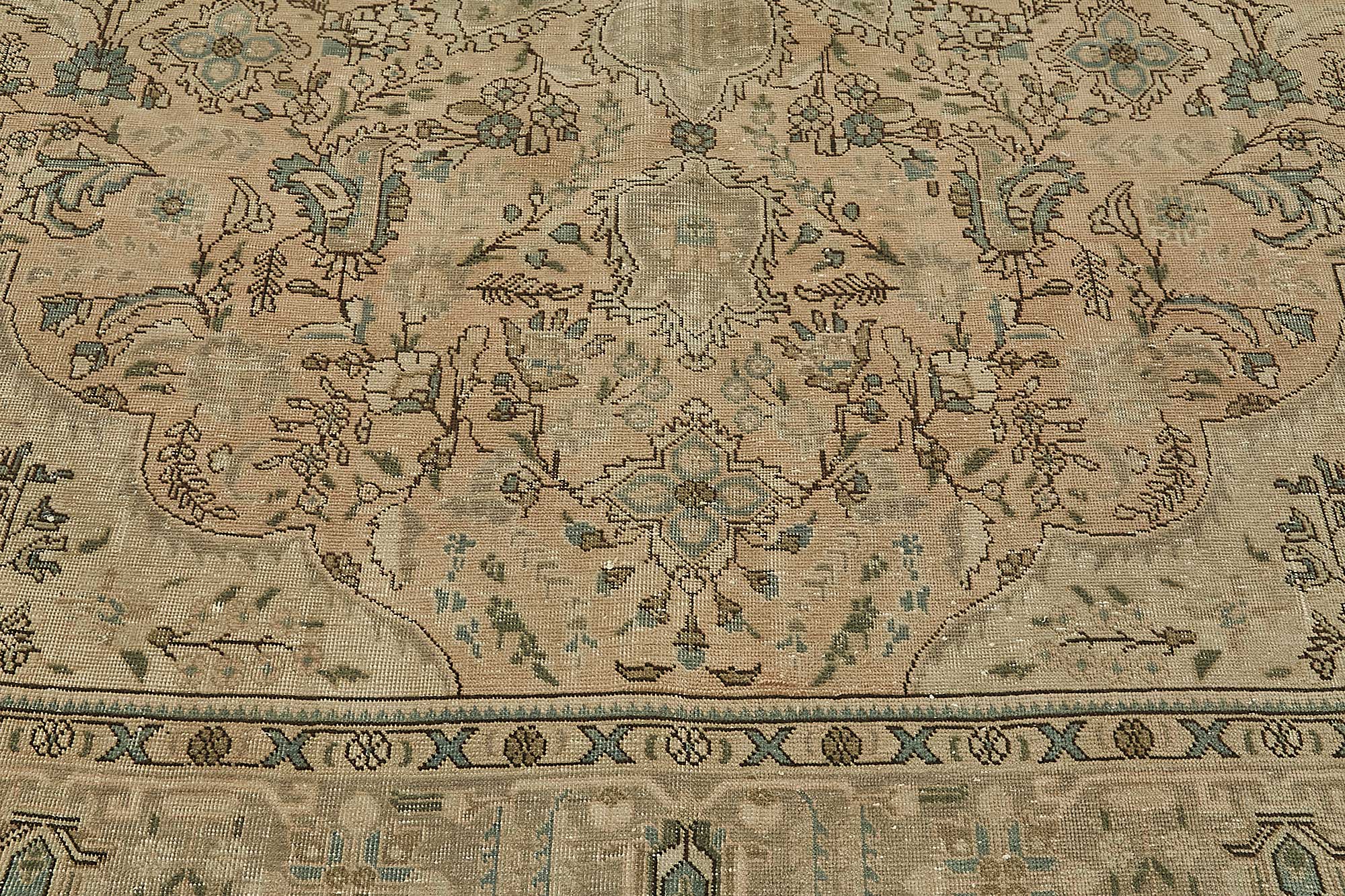 9x12 Beige Vintage Persian Tabriz Rug - 50246